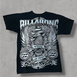 Vtg Y2K Billabong Spellout “ In Bong We Trust” T-Shirt Grunge Skate Black Mens